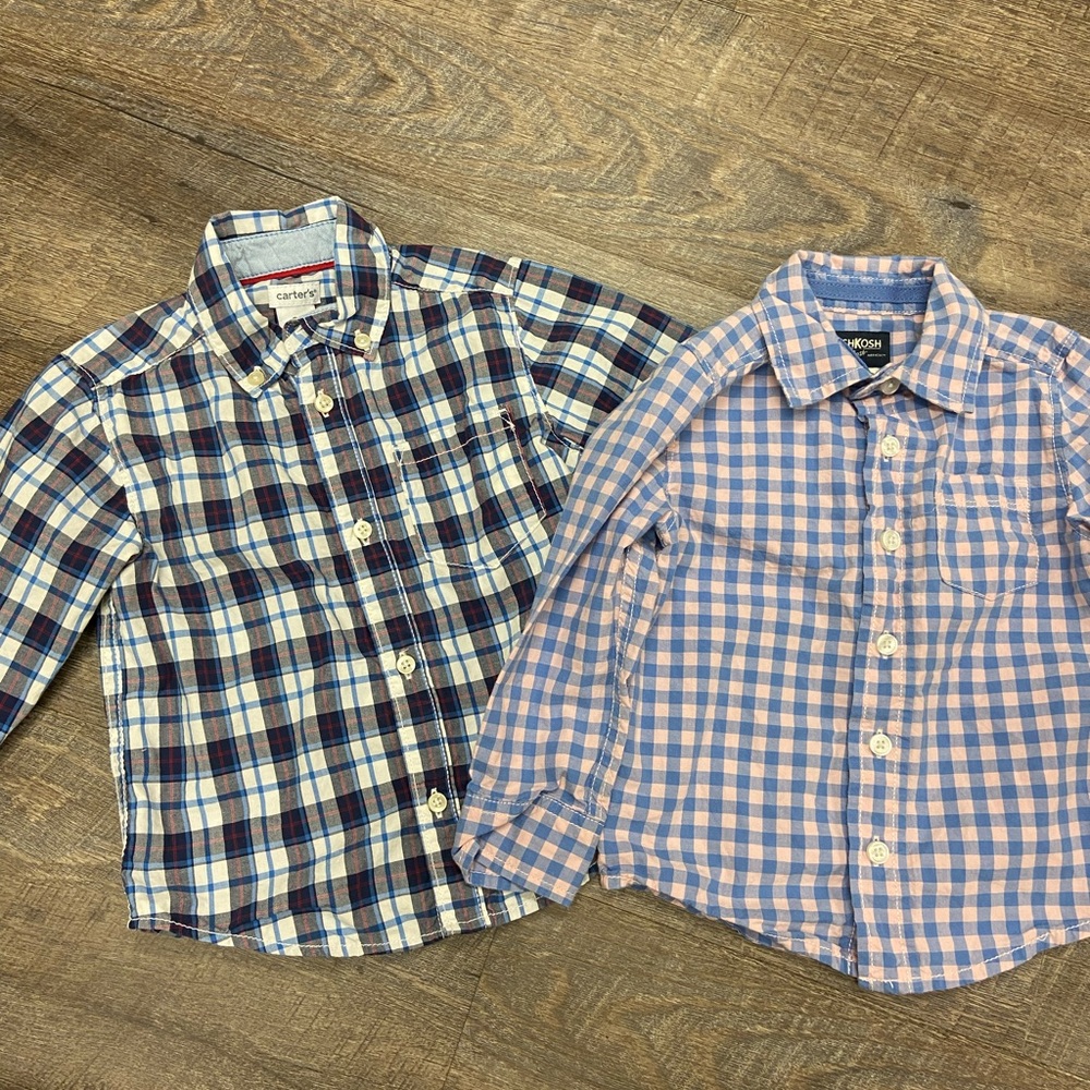Kids Plaid Shirts - Blue and Pink and  navy red